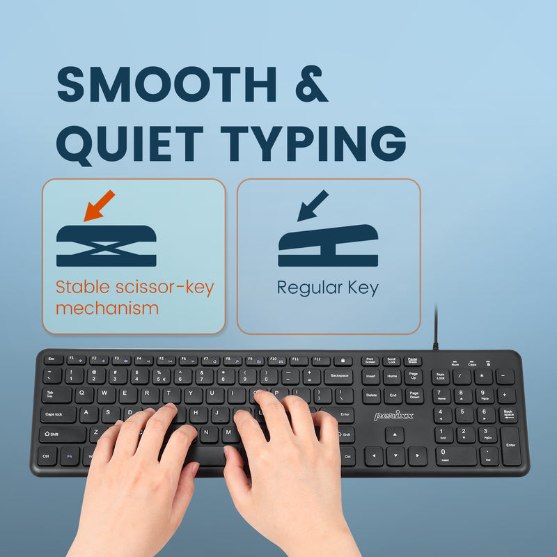 PERIBOARD-210 C - Standard USB-C Keyboard with stable scissor-key mechanism. Smooth and quiet typing.