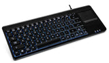 PERIBOARD-315 - Wired Backlit Touchpad Compact Keyboard 75% Extra USB Ports in blue backlit.