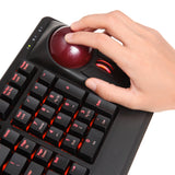 PERIBOARD-322 - Wired Backlit Trackball Keyboard (75% + Numpad) Extra USB Ports. Large size trackball.