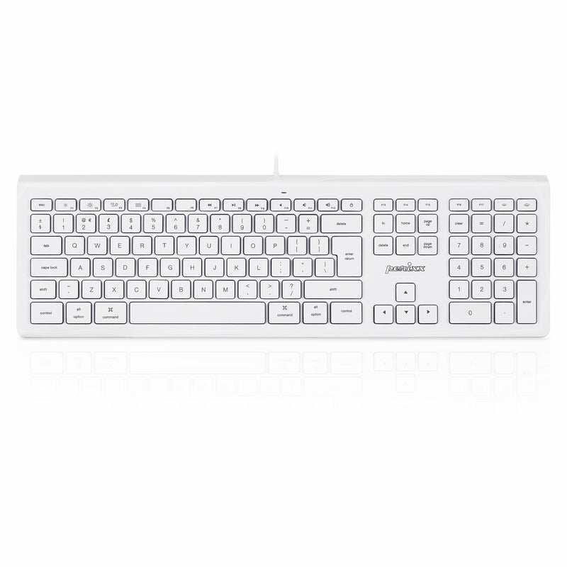 PERIBOARD-323 - Backlit Mac Keyboard Quiet keys in UK layout.