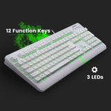 PERIBOARD-327 - White Waterproof And Dustproof Backlit Keyboard with 12 function keys and 3 LEDs