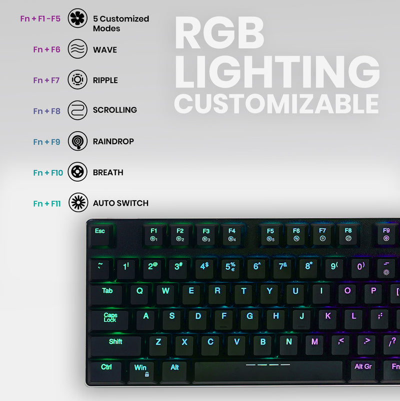 PERIBOARD-328 - Backlit Mechanical Standard Keyboard with customizable RGB Lighting
