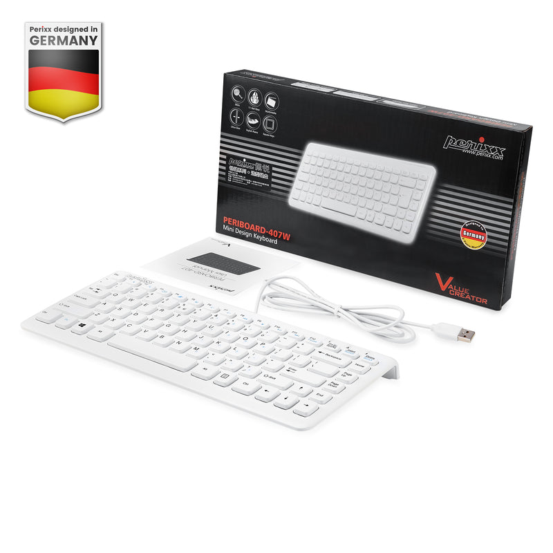 PERIBOARD-407 W - Wired White 75% Keyboard with package and user manual