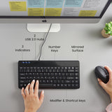 PERIBOARD-409 C - Mini 75% USB-C keyboard extra USB ports is suitable for smaller hands. 3 indicators, mirrored surface, modifier and shortcut keys etc.