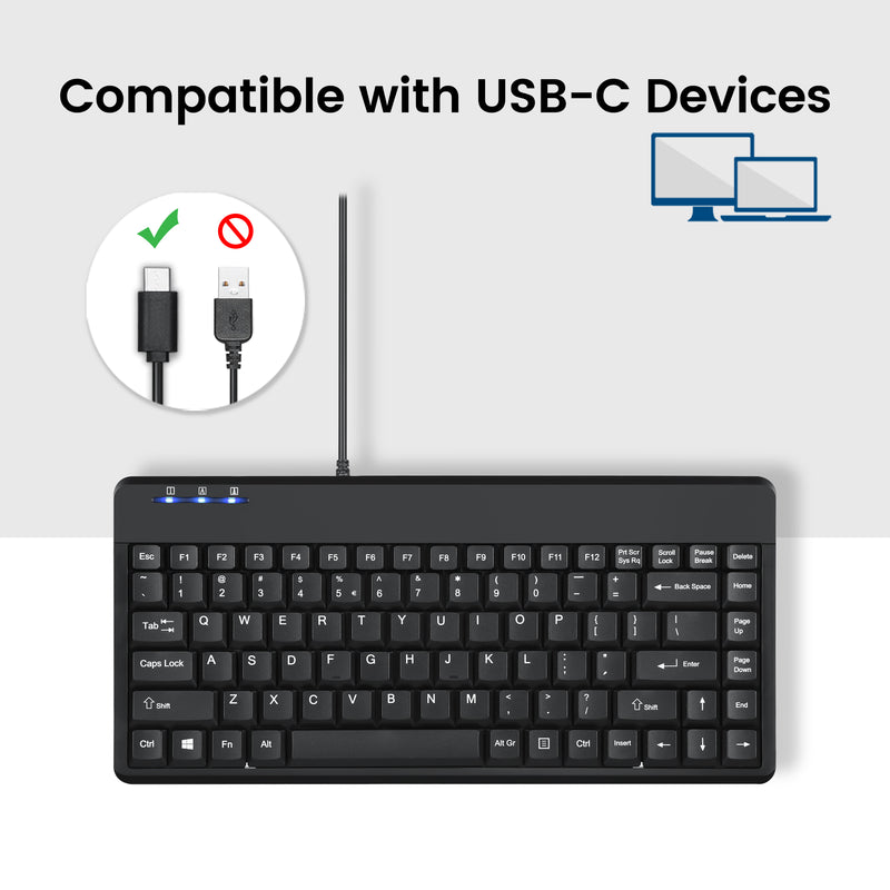 PERIBOARD-409 C - Mini 75% USB-C keyboard extra USB ports is compatible ONLY with USB-C devices