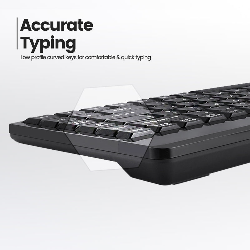 PERIBOARD-409 H - Wired Mini 75% Keyboard extra USB ports with low profile curved keys for comfortable and quick typing.