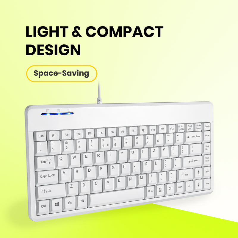 PERIBOARD-409 P W - Mini 75% PS/2 White Keyboard in light and compact design is space-saving.