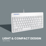 PERIBOARD-409 U W - Wired White Mini Keyboard 75% Quiet Keys with light and compact design.
