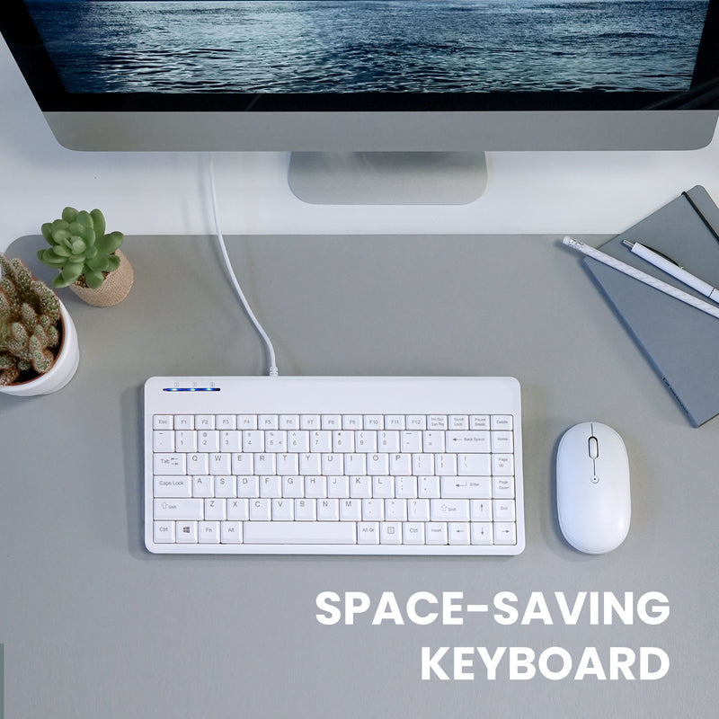 PERIBOARD-409 U W - Wired White Mini Keyboard 75% Quiet Keys is space-saving.
