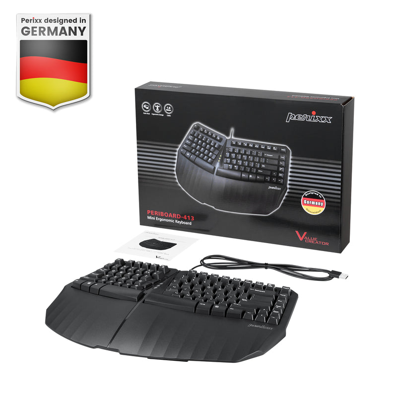 PERIBOARD-413 B - Wired Mini 75% Ergonomic Keyboard with package and user manual