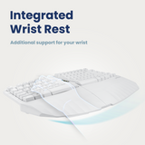 PERIBOARD-413 W - Wired Mini White Ergonomic Keyboard 75% with split design and integrated wrist support eases your wrist pain.