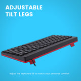 PERIBOARD-422 - 70% Mini USB-C Keyboard ONLY for USB-C type Quiet keys with adjustable tilt legs.