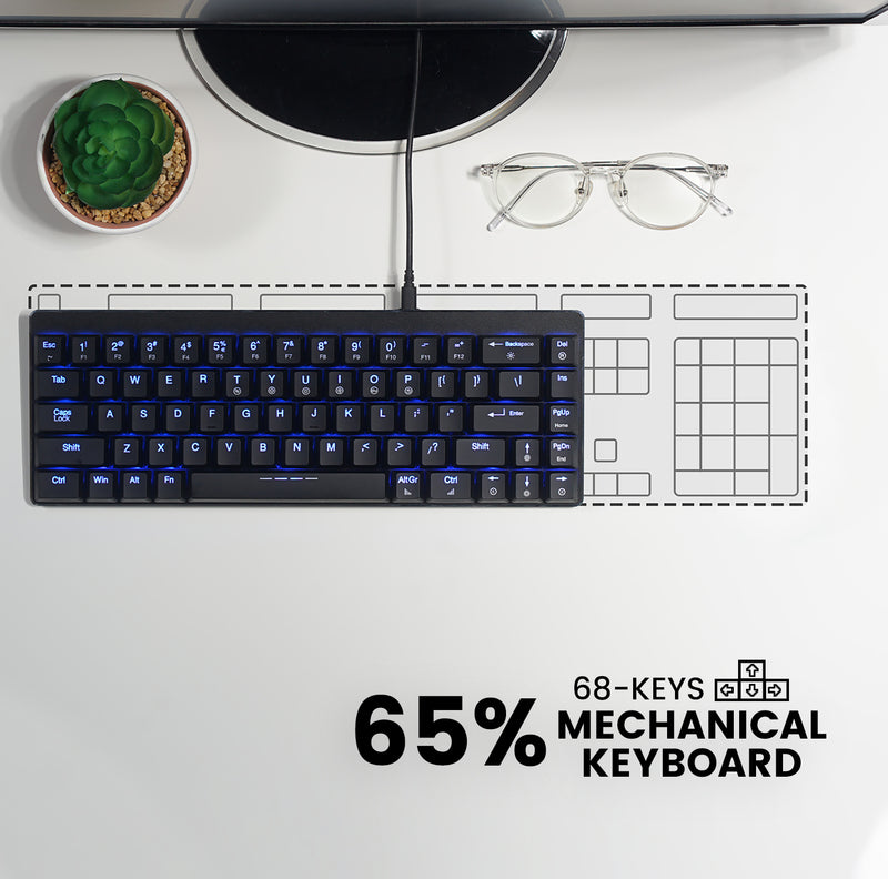 PERIBOARD-428 - Wired Backlit Mechanical Keyboard 65% with 68 keys