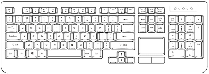 PERIBOARD-513 - Wired Touchpad Keyboard layout