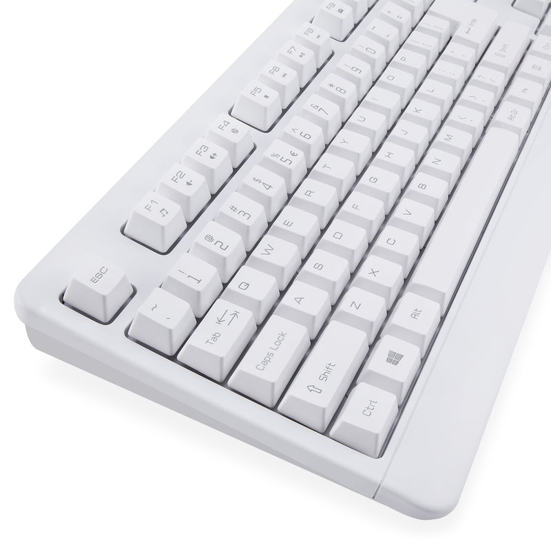 PERIBOARD-517 W - Wired White Waterproof and Dustproof Keyboard 100% in tilt design.