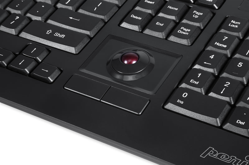 PERIBOARD-521 - Wired Trackball Keyboard 100% with built-in trackball right under the function keys.