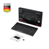 PERIBOARD-706 PLUS - Wireless Trackball Keyboard 75% with package, user manual and USB receiver.
