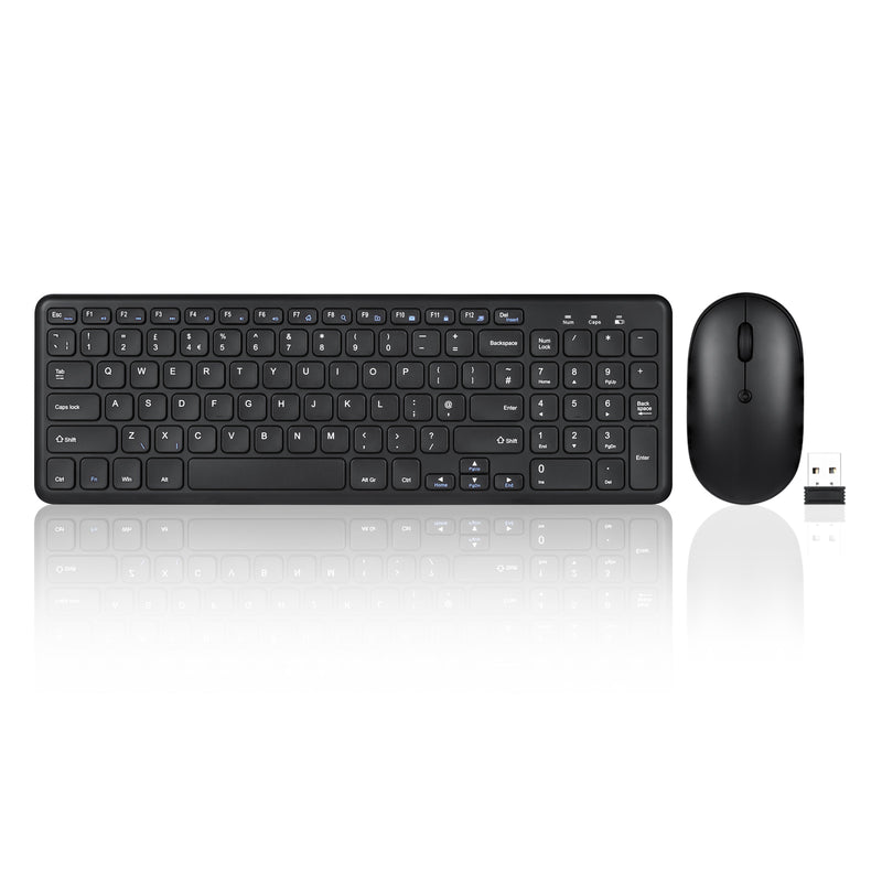 PERIDUO-613 B - Wireless Compact Set 90% Scissor Keyboard and Mouse in UK layout