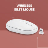 PERIDUO-613 W - Wireless White Compact Set 90% Quiet Keys Keyboard and silent Mouse.