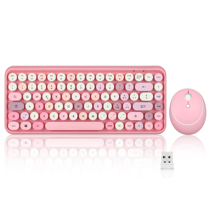PERIDUO-713 PK - Wireless Vintage Pink Mini Combo (75% keyboard) in italian layout.