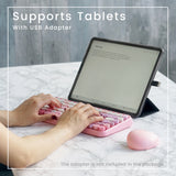 PERIDUO-713 PK - Wireless Vintage Pink Mini Combo (75% keyboard) supports your mobile devices like tablets with USB adapter.