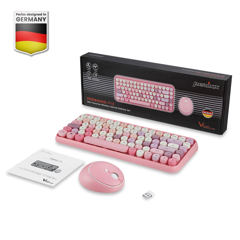 PERIDUO-713 PK - Wireless Vintage Pink Mini Combo (75% keyboard) : package and user manual