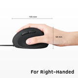 PERIMICE-519 - Wired Ergonomic Vertical Mouse with Silent Click. 10.5 x 5.8 cm for right-handed users.