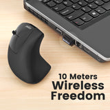 PERIMICE-713 L - Left-handed Wireless Ergonomic Vertical Mouse with operating range up to 10m.
