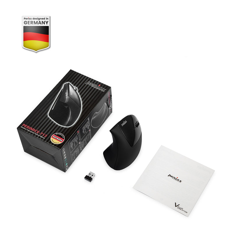 PERIMICE-713 - Wireless Ergonomic Vertical Mouse : package and user manual