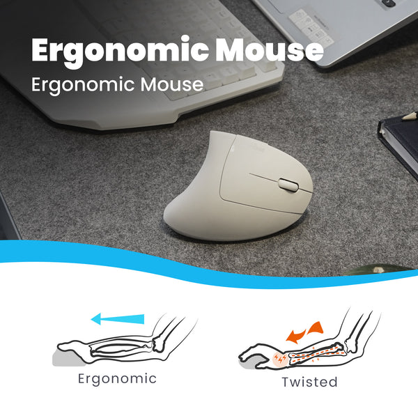 PERIMICE-713 W - Wireless White Ergonomic Mouse eases your wrist pain