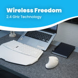 PERIMICE-713 W - Wireless White Ergonomic Mouse. 2.4 GHz wireless freedom without cable hassle.
