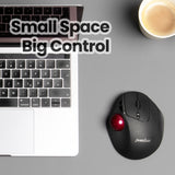 PERIMICE-717 - Wireless Ergonomic Vertical Trackball Mouse Programmable Buttons. Small space Big control.
