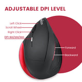 PERIMICE-718 - Left-handed Wireless Ergonomic Vertical Mouse (for large hands) with 3 DPI Levels 800 / 1200 / 1600.