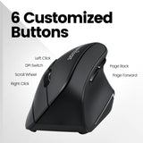 PERIMICE-804 - Bluetooth Ergonomic Vertical Mouse with 6 buttons including dpi switch
