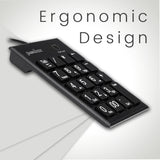 PERIPAD-202 U - Wired Numeric Keypad Scissor Keys Large Print Letters in ergonomic design
