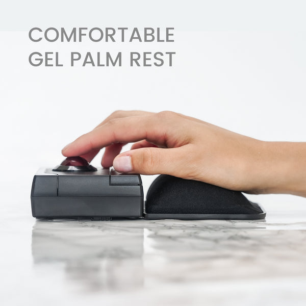 PERIPRO-706 - Wireless Trackball Mouse plus Wrist Rest Pad 800 DPI. Comfortable gel palm rest pad.