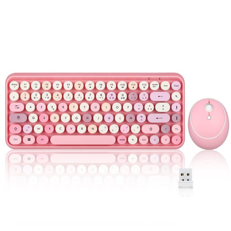 PERIDUO-713 PK - Wireless Vintage Pink Mini Combo (75% keyboard) in FR layout.