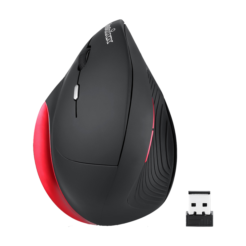 PERIMICE-718 - Left-handed Wireless Ergonomic Vertical Mouse (for large hands) with 3 DPI Levels