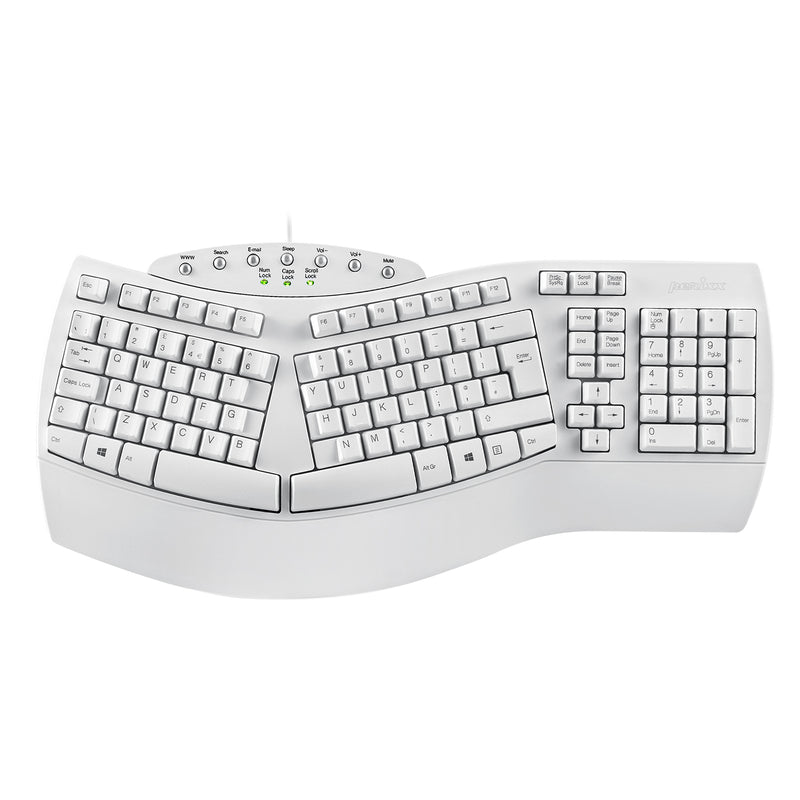 PERIBOARD-512 W - Wired White Ergonomic Keyboard 100%