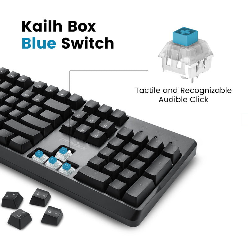 Perixx PX-5300 Wired Backlit Mechanical Gaming Keyboard 100% with Kailh Box blue Switch