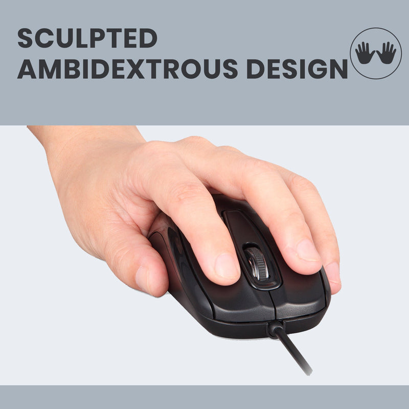 PERIMICE-209 - Wired Mouse for USB Type-C in sculpted ambidextrous design.