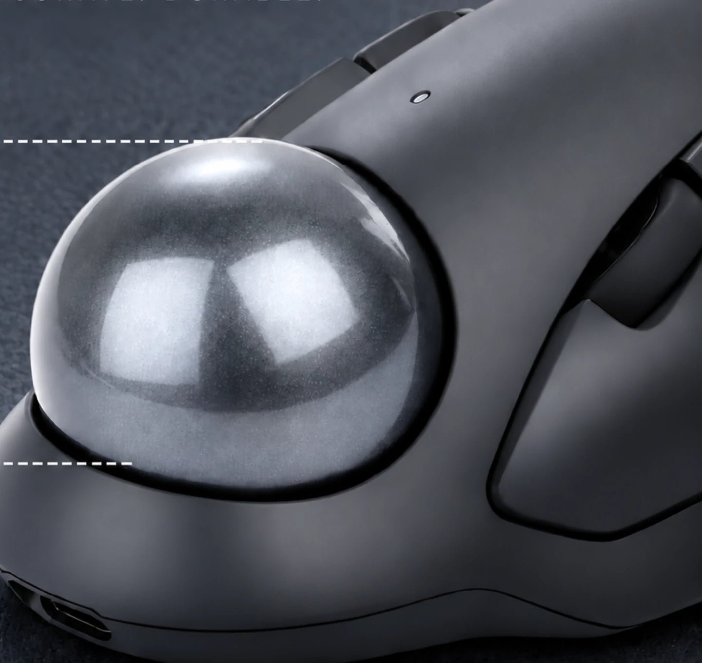 Close view of the 40 mm PERIMICE-822 trackball